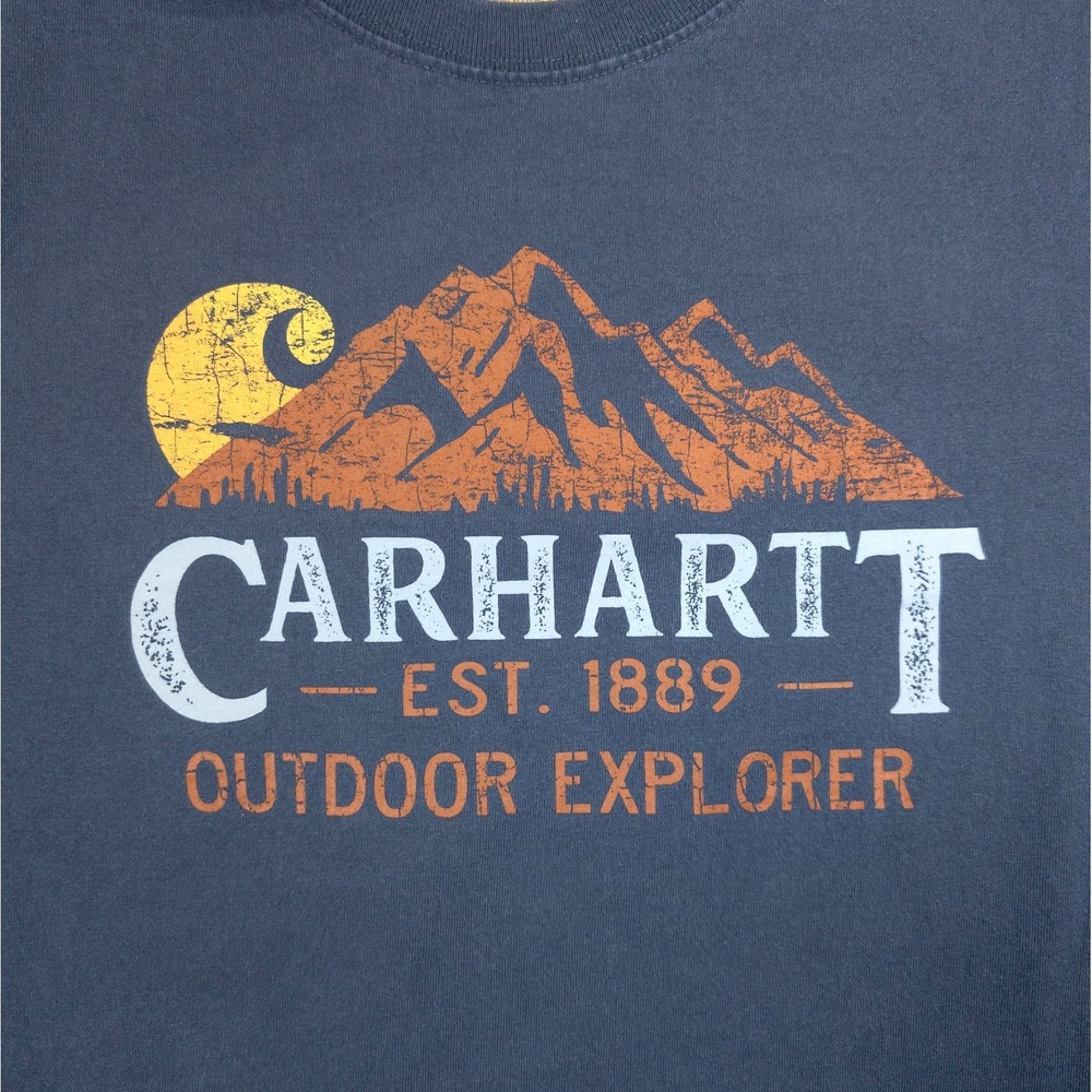 Carhartt Workwear Mens M Blue Outdoor Explorer Mountain Graphic T-Shirt Tee